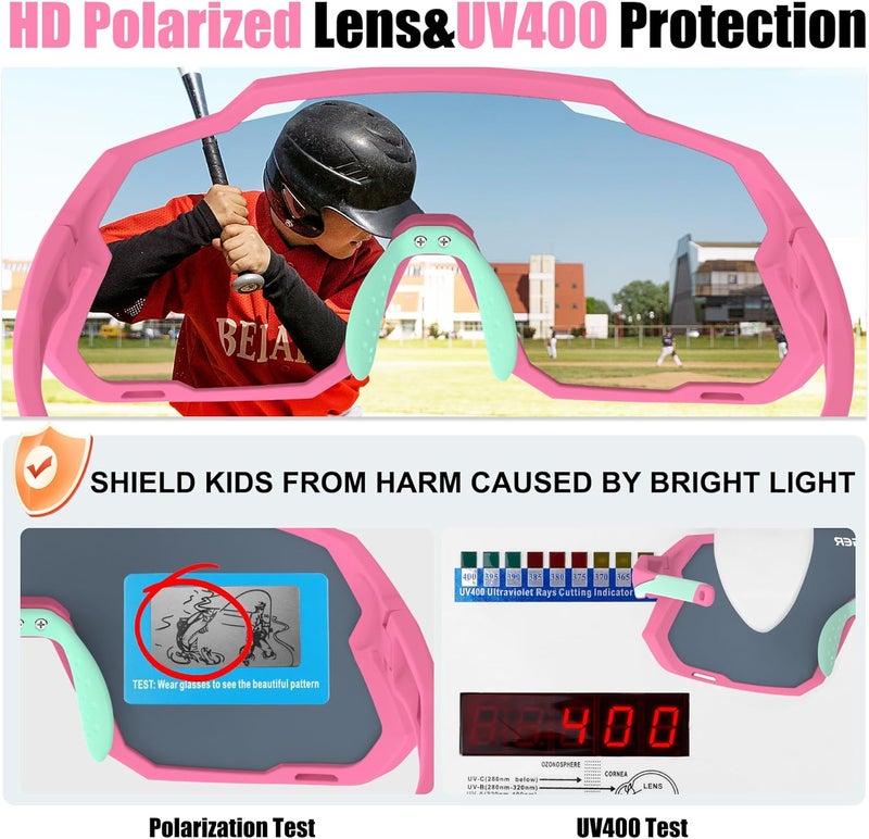 Xtiger Kids Sunglasses Polarized Youth Baseball Sunglasses for 8-14 boys girls UV400 Sports Softball Cycling Glasses - Image 4